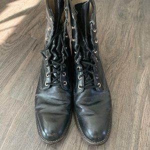 Vintage Black Leather Booties, Justin Boots 7 1/2